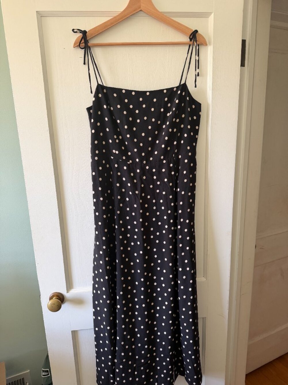 Sezane Melina Midi Dress Black with White Polka Dots - Picture 9 of 13